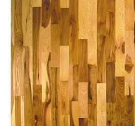 Hickory flooring using 2' to 6' long boards