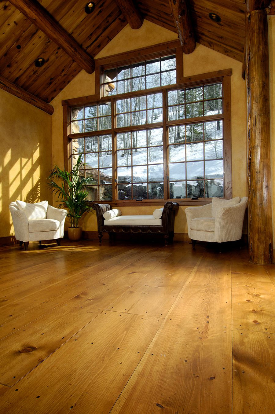 white pine floor in sitting room