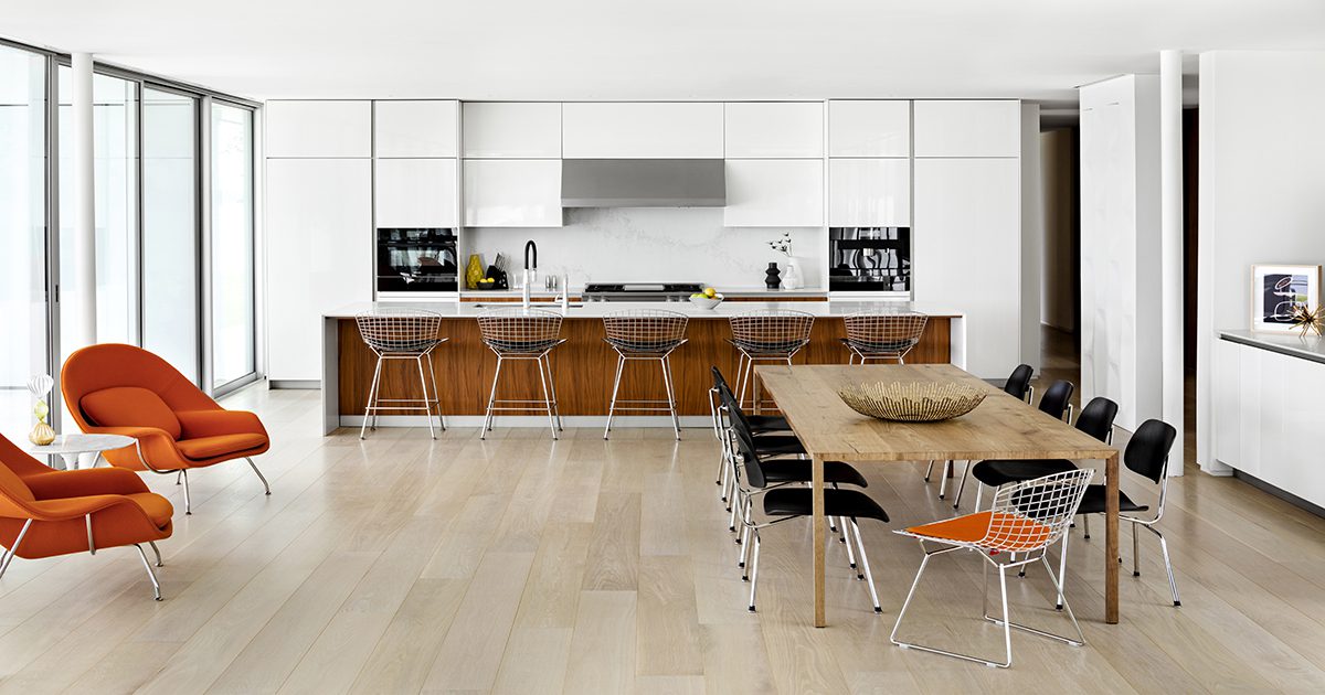 white floor in kitchen