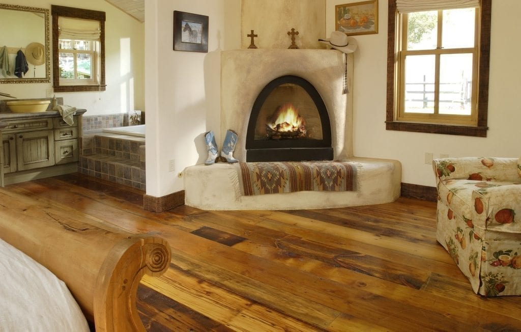 milled barnwood in a master bedroom 