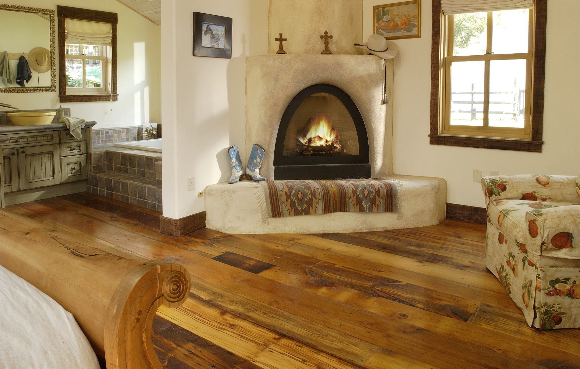 reclaimed milled barnwood in a master bedroom